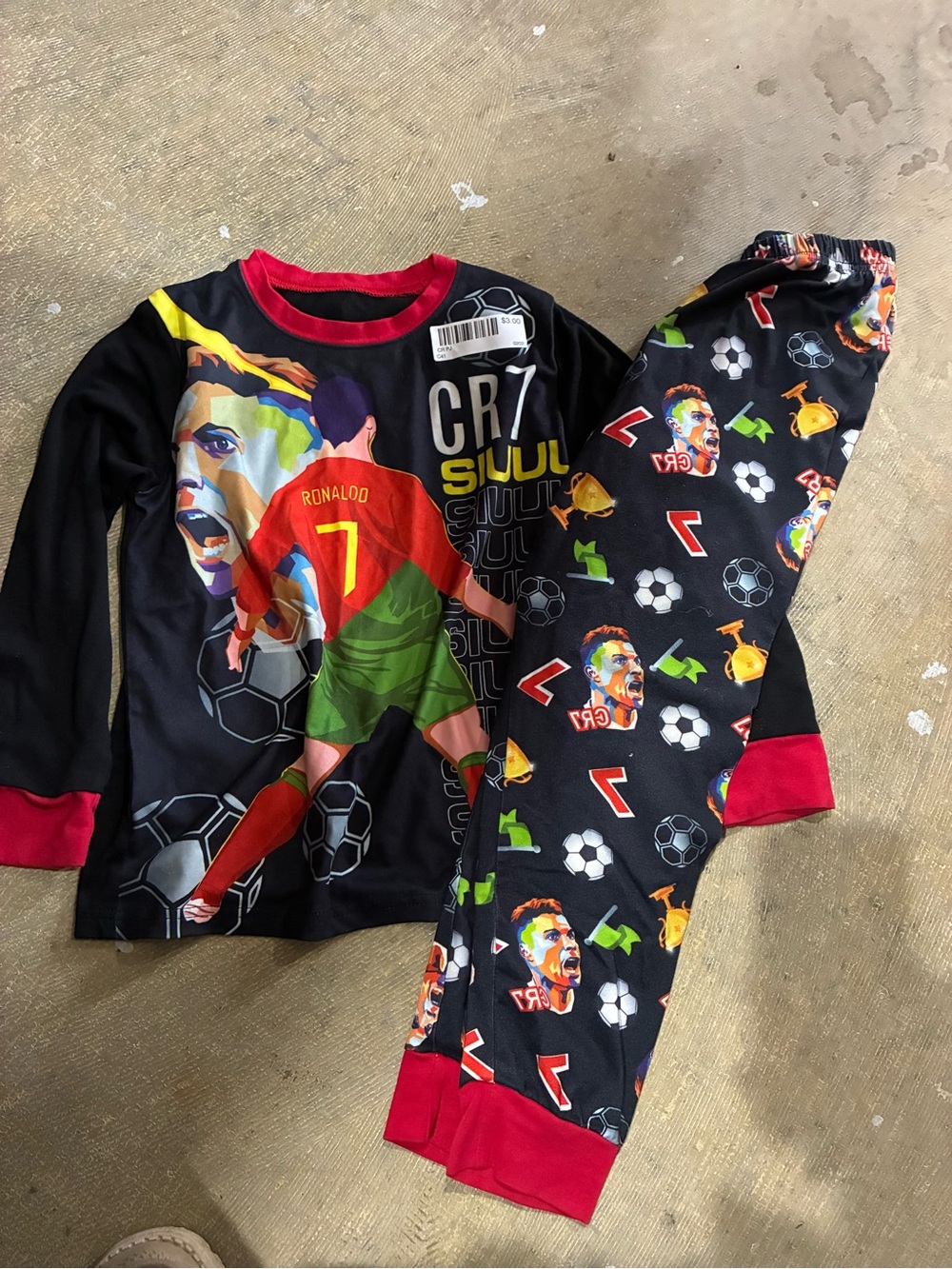 Kids Black & Red Soccer Graphic Pajama Set